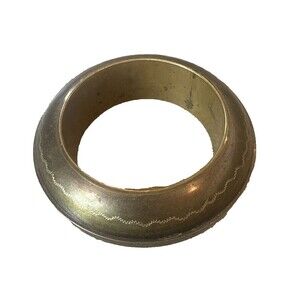 Vintage Etched Brass Bangle Bracelet Chunky Statement Indian